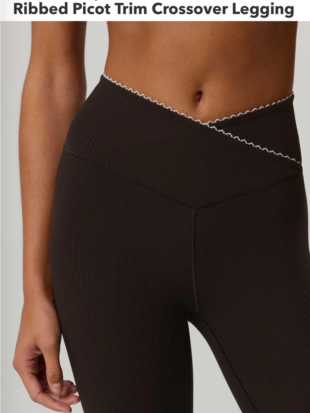 aerie Ribbed Crossover Legging with Picot Trim - Black